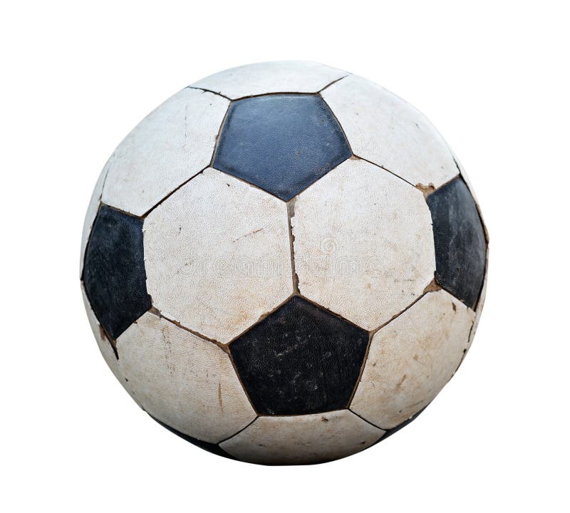 Dirty soccer ball on white background. stock photography