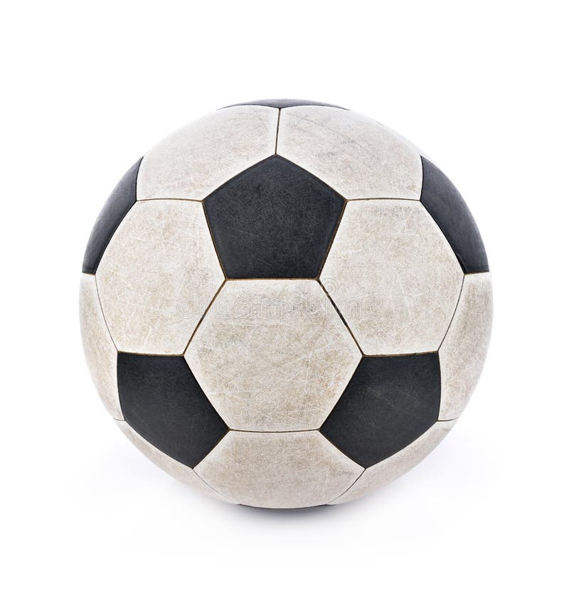 Dirty soccer ball on white background. royalty free stock photography