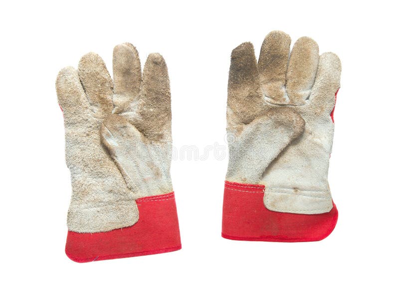 Dirty working gloves isoladet on white. Pair working gloves stock images, royalty-free photos and pictures