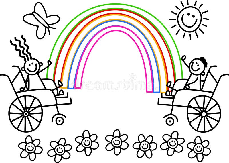 Disabile colorimi bambini illustrazione di stock Disabile colorimi bambini illustrazione di stock