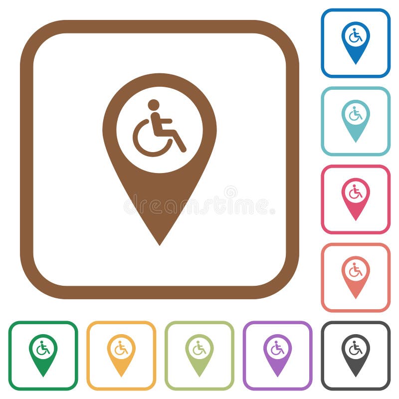 Disability Accessibility GPS Map Location Simple Icons Stock Vector 