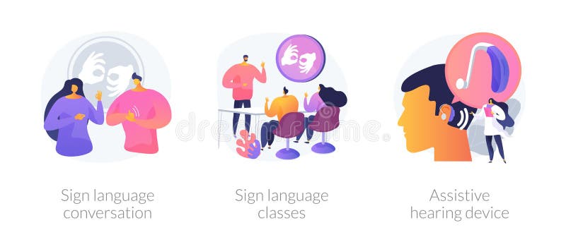 Disability communication abstract concept vector illustrations. stock illustration