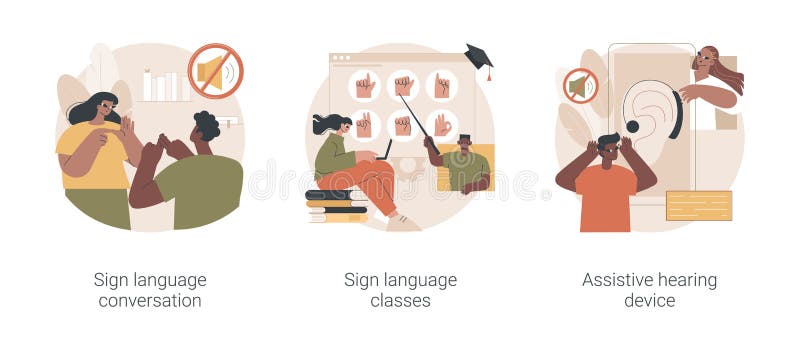 Disability communication abstract concept vector illustrations. stock illustration