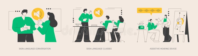 Disability communication abstract concept vector illustrations. stock illustration