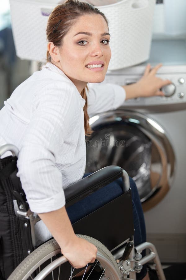 Disable Woman Doing Washing Machine Stock Photo Image of homehelper