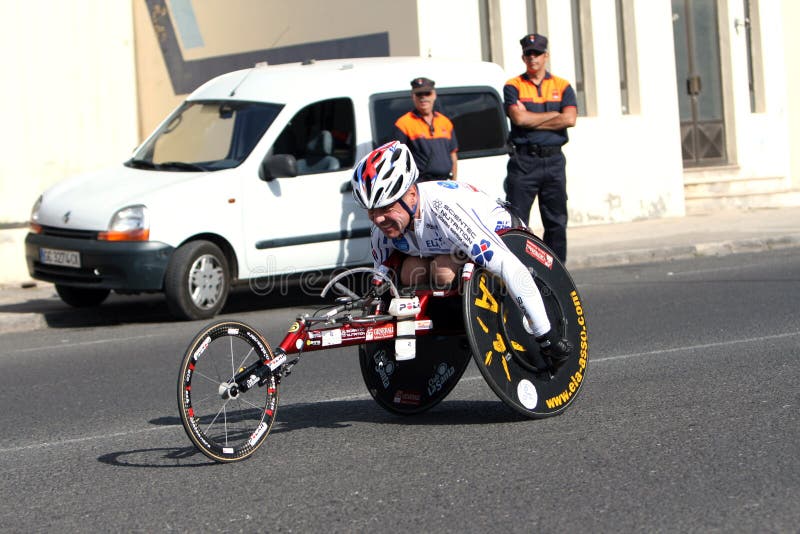 Disabled Athlete in a Sport Wheelchair in Marathon Editorial Stock