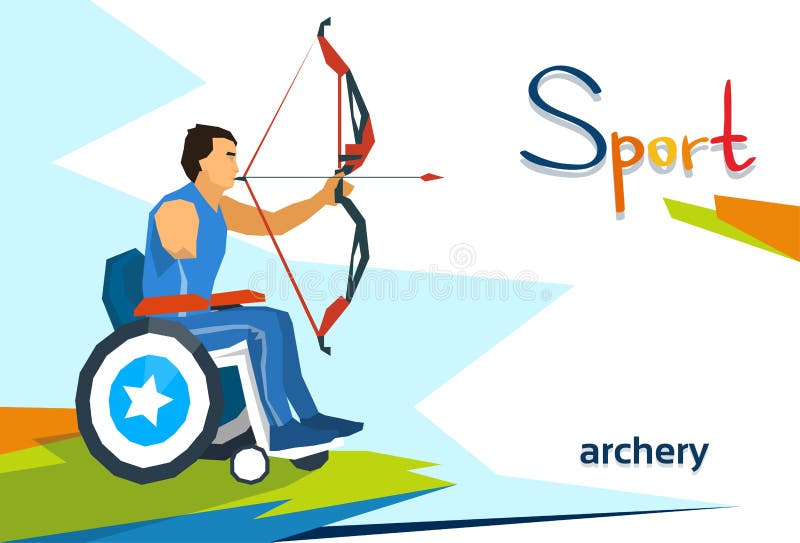 Disabled Athlete on Wheelchair Shooting Sport Competition Stock Vector