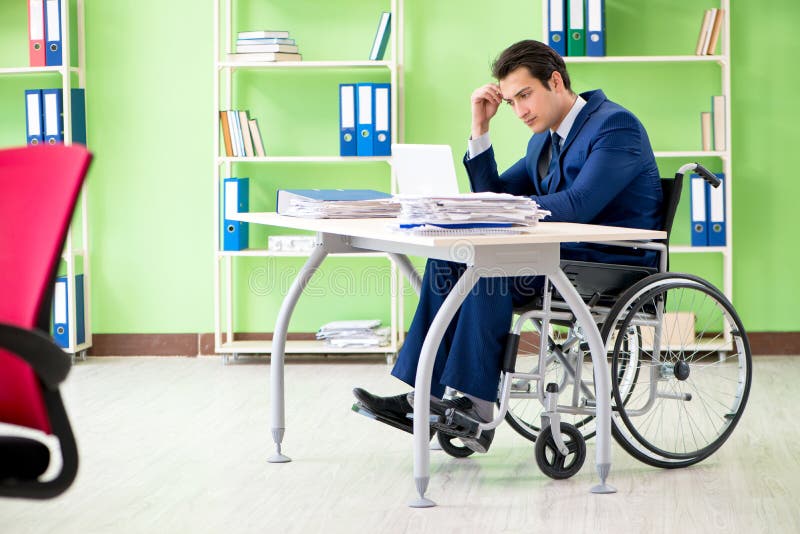 The Disabled Businessman Working in the Office Stock Image Image of