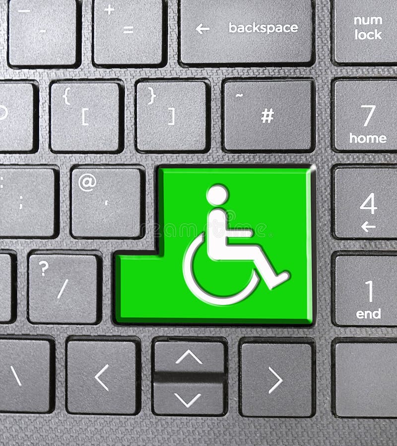 Comunicațiile computerizate cu pictogramă pentru semnături verzi cu dizabilități tastând celularul tastelor tastaturii stock illustration