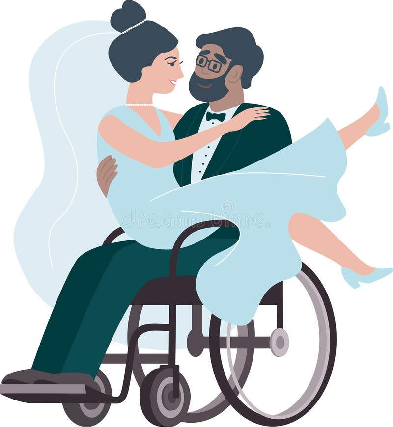 Cute Young Couple Man Woman Disabilities Sit Wheelchairs Gadgets Handicapped  Stock Vector by ©olga1818 406541122