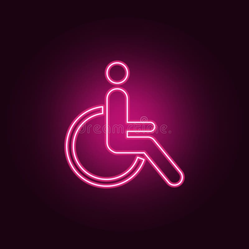 Disabled Handicap Icon. Elements Of  In Neon Style Icons. Simple