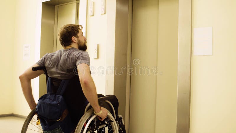 Disabled man in a wheelchair in the rehabilitation center