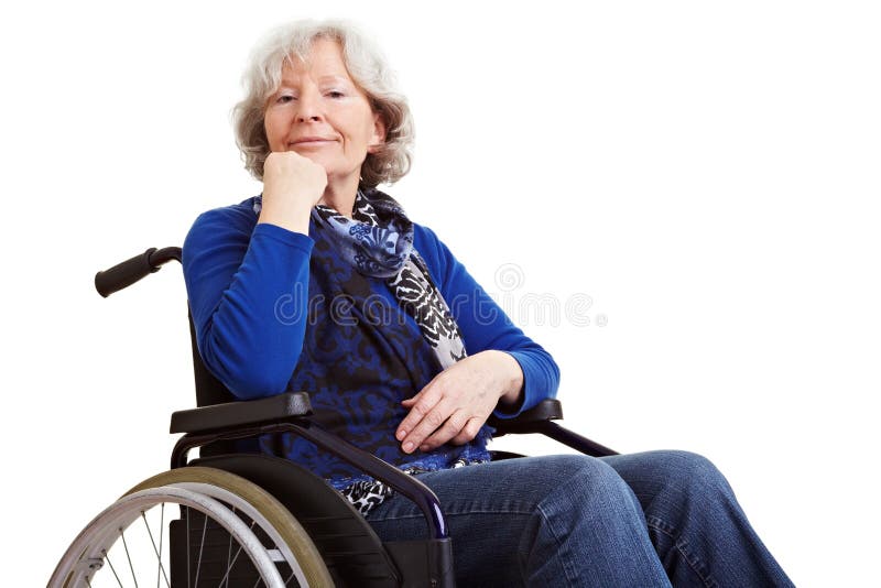 Disabled senior woman in wheelchair
