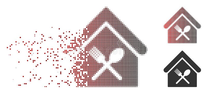 Disappearing Pixel Halftone Food Court Icon stock illustration