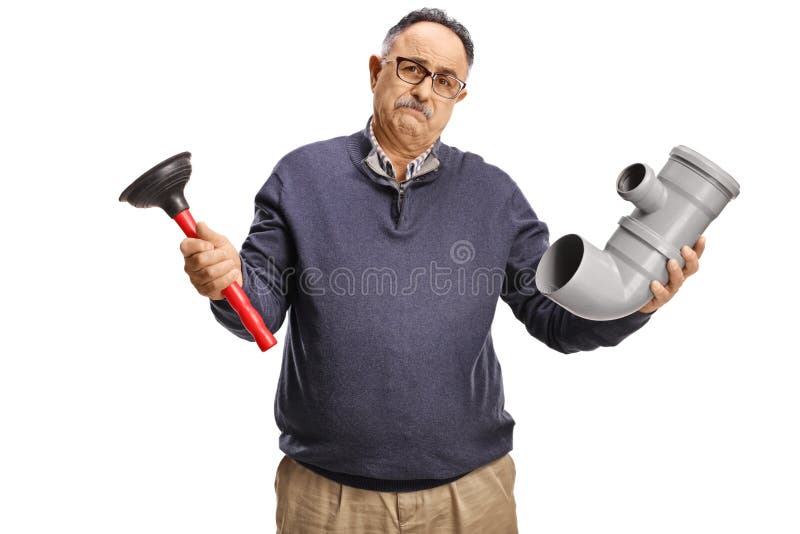 Closeup Of Man Using Plunger In Kitchen Sink Stock Photo, Picture and  Royalty Free Image. Image 23490896.