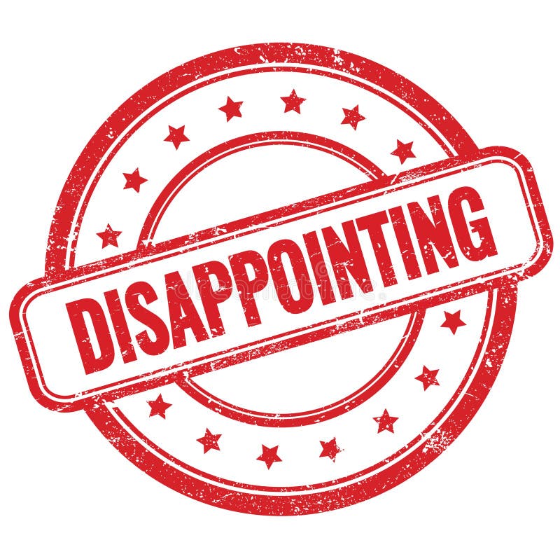 DISAPPOINTING Text on Red Grungy Round Rubber Stamp Stock Illustration