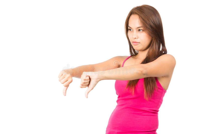 Disapproval Asian Female Thumbs Down Profile Away stock images Disapproval Asian Female Thumbs Down Profile Away stock images