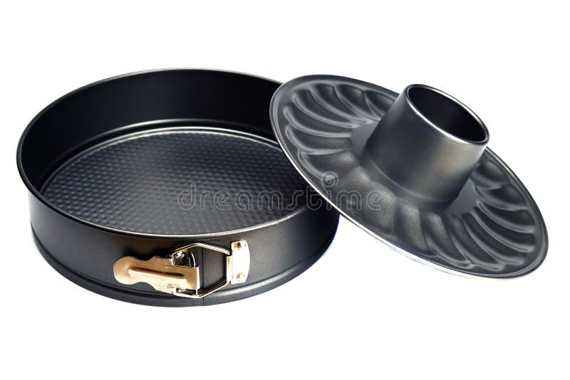 Disassembled Round Metal Baking Dish Isolated on White Stock Image