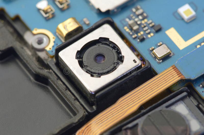 Disassembly of smartphone showing electrical board inside. The p stock images
