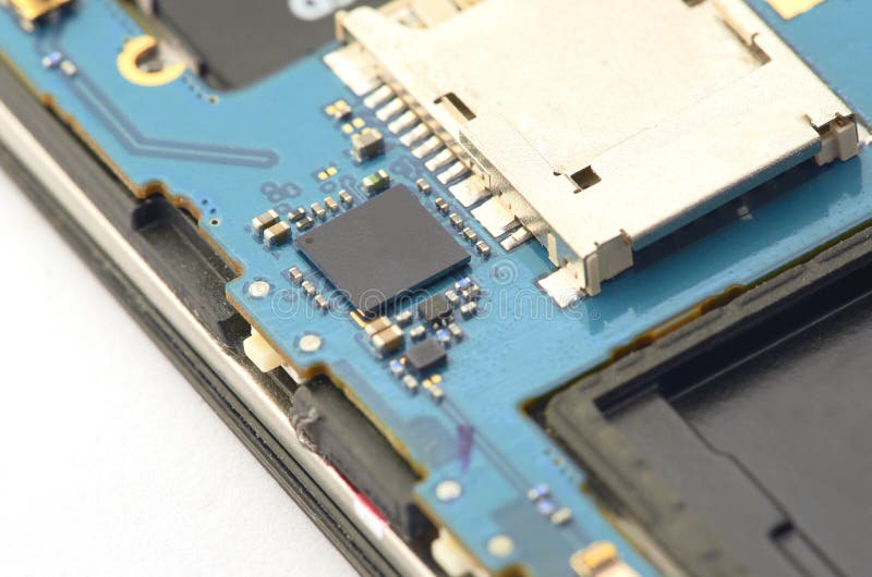 Disassembly of smartphone showing electrical board inside. The p royalty free stock photo