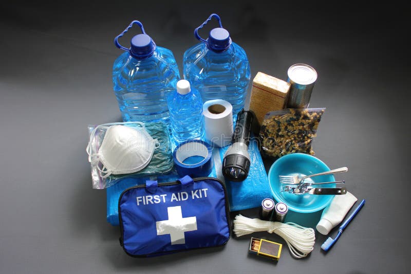 Disaster preparedness items royalty free stock images