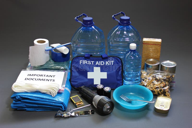 Disaster preparedness items royalty free stock photo