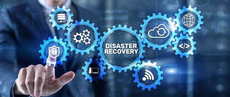 DIsaster recovery Backup Data protection. Internet technology concept vector illustration