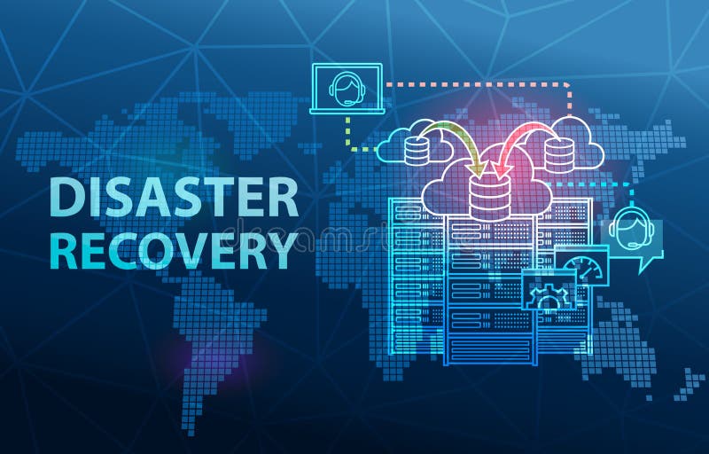 Concept van Dataverliespreventie op Cloudservers voor Disaster Recovery stock illustratie