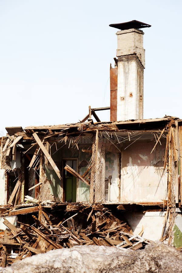 Hurricane earthquake disaster damage ruined house. Hurricane earthquake disaster damage ruined house