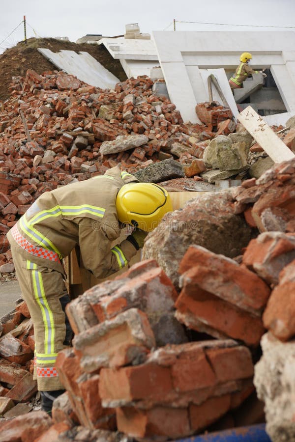 Building destroyed, explosion and collapses royalty free stock image