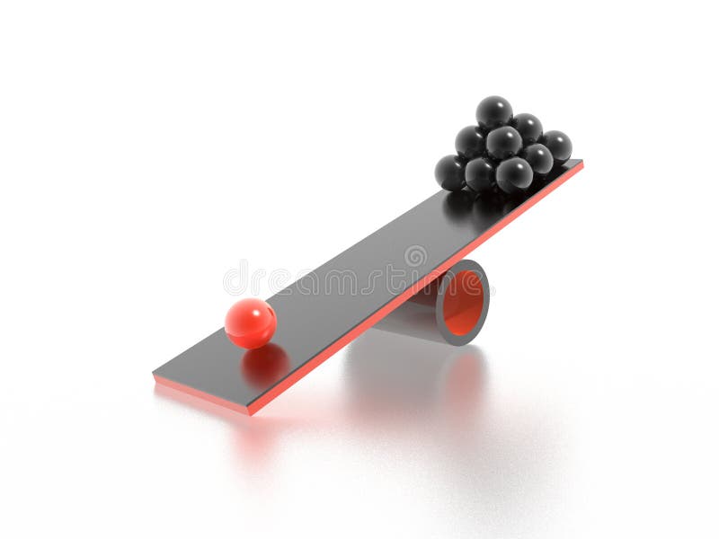 Disbalance (high resolution 3D image). Logo comparison illustrations