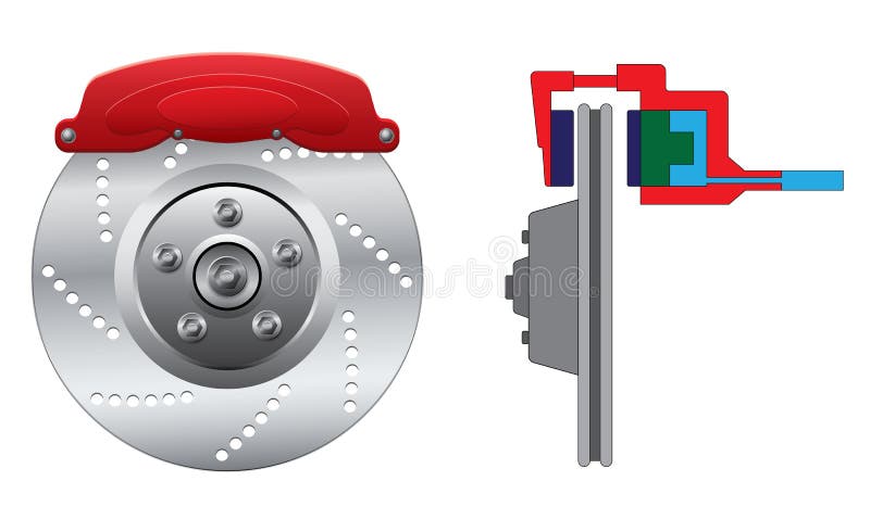 Disc brake with caliper stock illustration Disc brake with caliper stock illustration