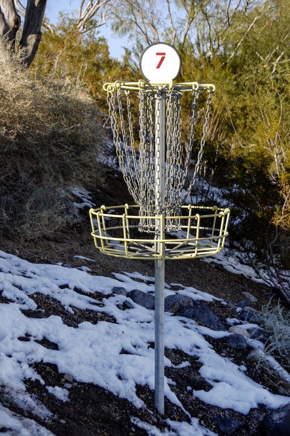 Disc Golf Goal Post and Basket Stock Photo Image of branch, hillside