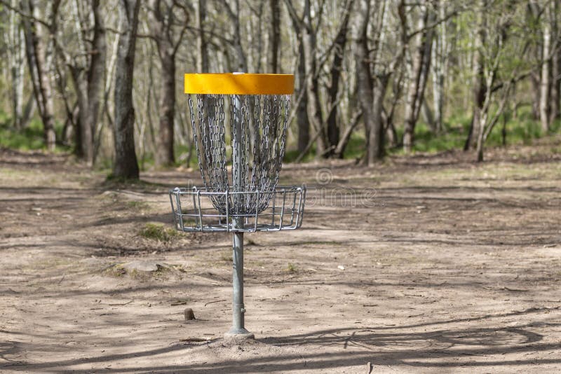 Disc Golf Target and Basket in the Nature Stock Image Image of