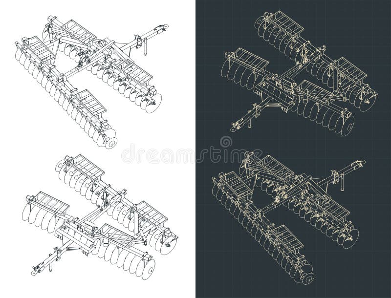 Disc Harrow Isometric Blueprints Stock Vector Illustration of agribusiness, drawing 250653479