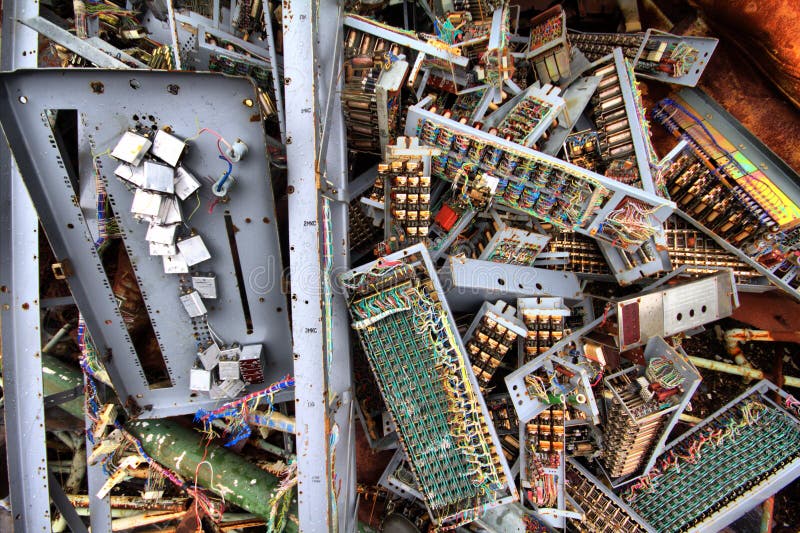 Discarded Obsolete Electronic Equipment Stock Photo Image of lead, plant 74857152