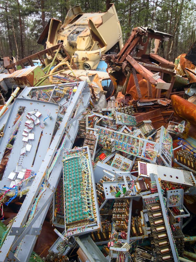 Discarded Obsolete Electronic Equipment Stock Photo Image of lead, plant 74857152