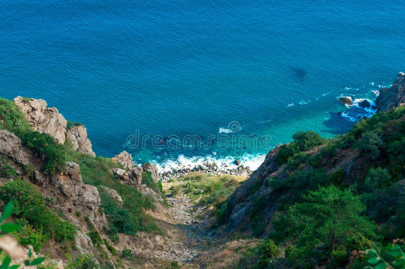Discesa al Mar Nero, capo Fiolent Crimea fotografie stock libere da diritti Discesa al Mar Nero, capo Fiolent Crimea fotografie stock libere da diritti
