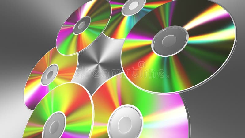 Dischi giranti di CD-DVD sopra il fondo del metallo 4K 3840x2160 Senza cuciture avvolto