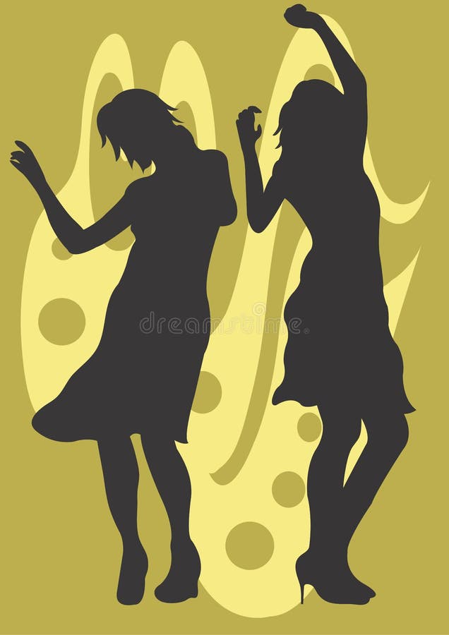 A illustration of two women dancing. A illustration of two women dancing