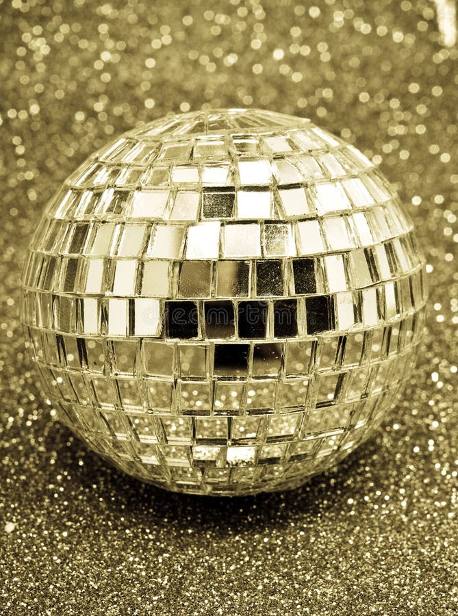 Close up sparkly gold disco balls Stock Photo