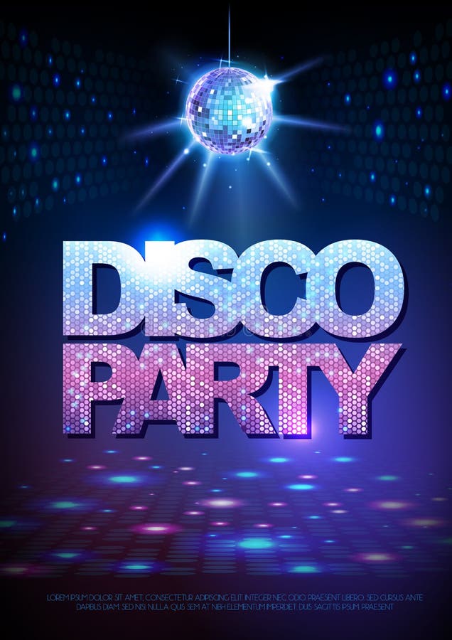 Disco Ball Background. Disco Poster V.I.P. Party. Neon Stock Vector