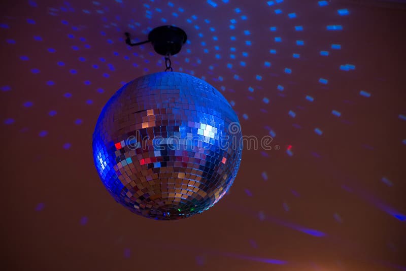 Disco Mirror Ball In Blue Light, Party Stock Photo Image of music