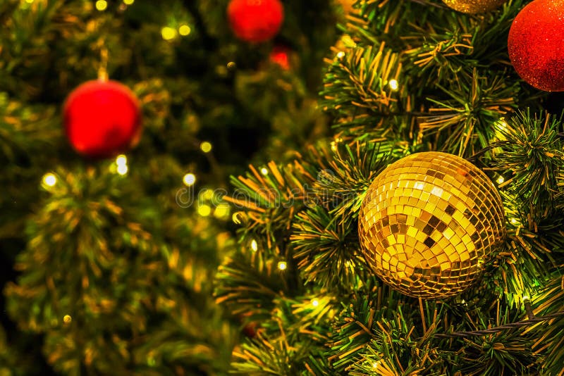 Disco Ball Christmas Hanging on Christmas Tree Stock Photo Image of happy, gift 105986710