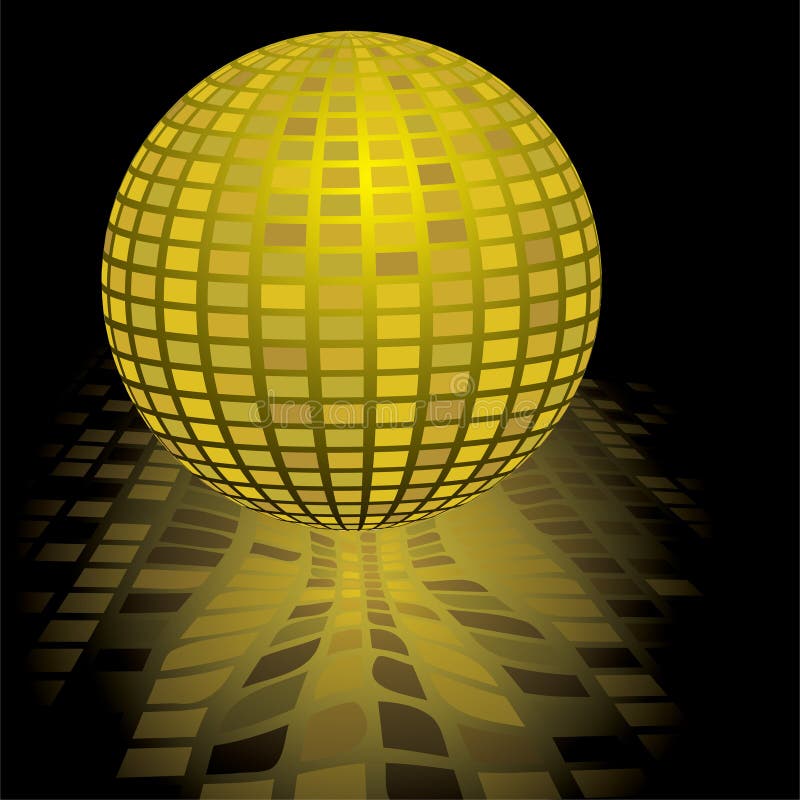 Shiny gold disco ball stock vector. Illustration of glass 23868397