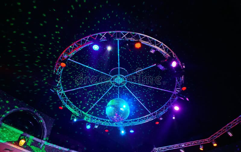 The Disco Ball with Light Rays in Night Club. Party Background. Stock Image  - Image of circle, discoball: 169981391