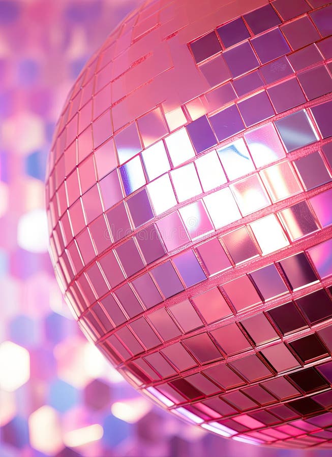 A Disco Ball in a Pink and Purple Background Stock Image - Image of