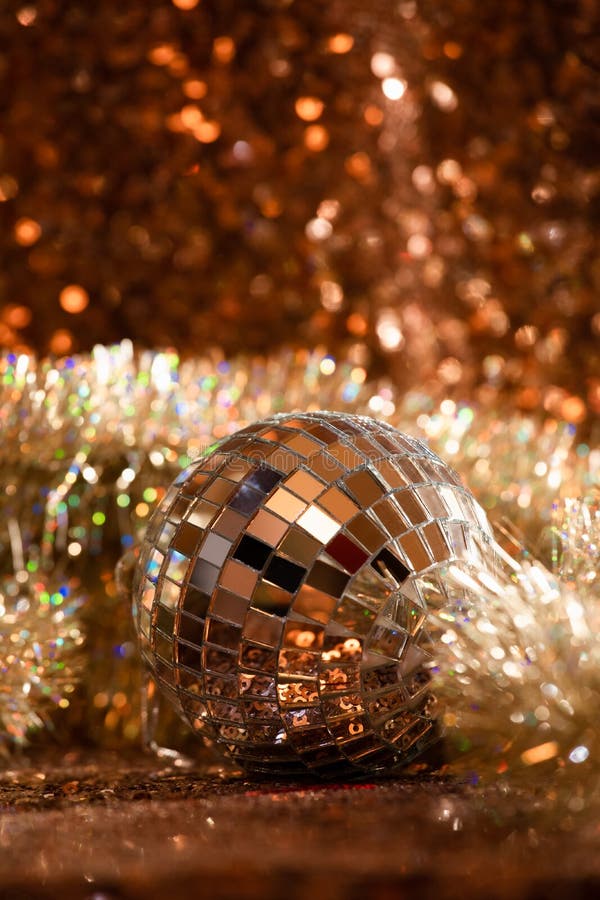 Disco Ball in Tisel on Sequin Background Stock Image - Image of sparkle,  party: 236013071