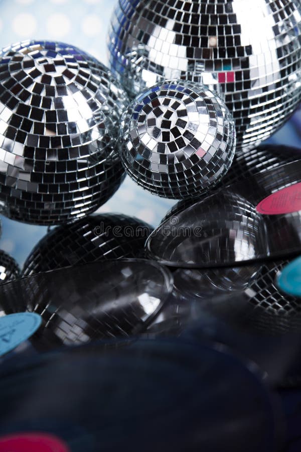 Disco Balls, Sound Waves and Music Background Stock Photo Image of