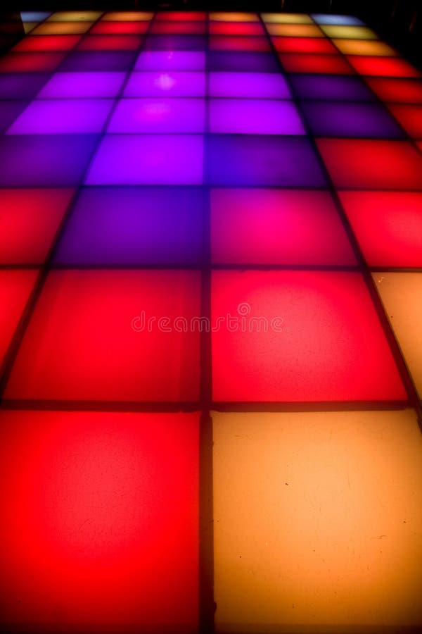 Disco dance floor with colorful lighting